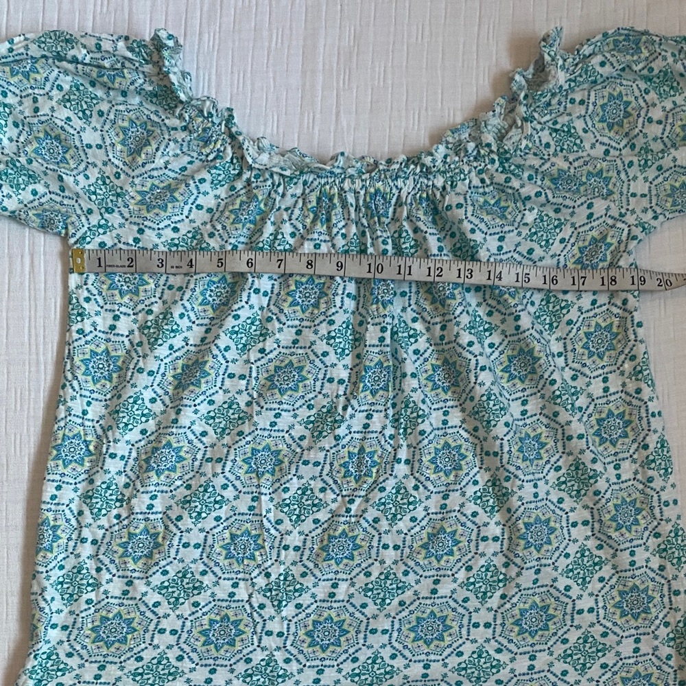 LOFT Light Blue Patterned Blouse - Picture 6 of 9
